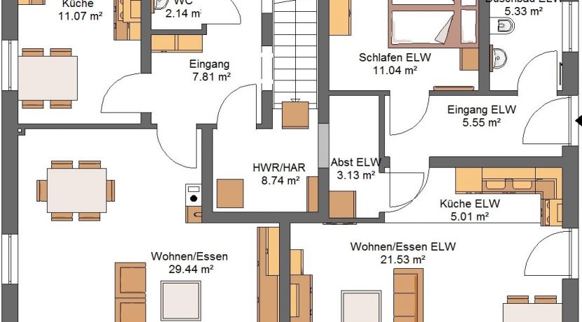 Classico149SD+ELW53_Bauantrag_Ansichten_EG-Entwurf