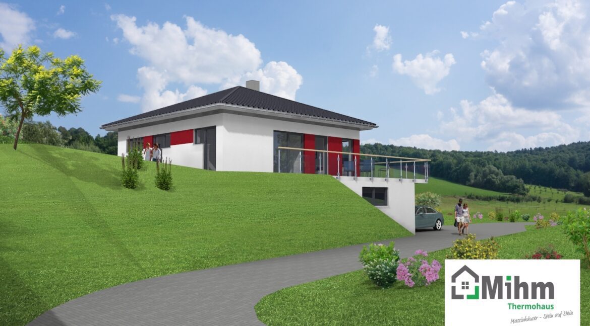 Classico139WD+Ga29+Ba50_Bauantrag_Ansichten_3D-Einfahrt_Logo