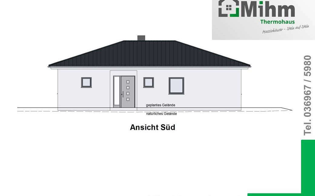 Mihm_Thermohaus_Bungalow110WD_Ansicht Süd